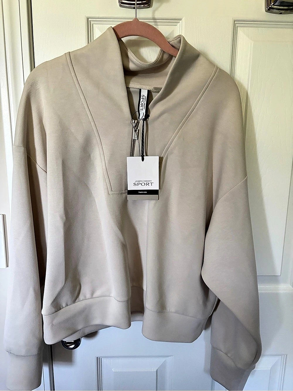 Joseph Ribkoff Sport Quarter-Zip Pullover Cream Large NWT